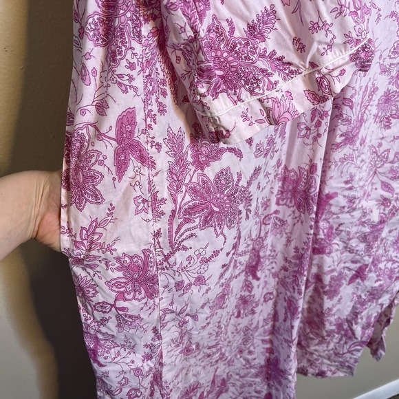 Carol Hochman Nightgown Pj Dress 100 Cotton Floral Pink Long Sleeve Preppy 1X XL - Picture 5 of 12